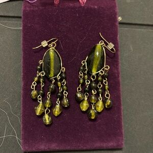Green stone earrings